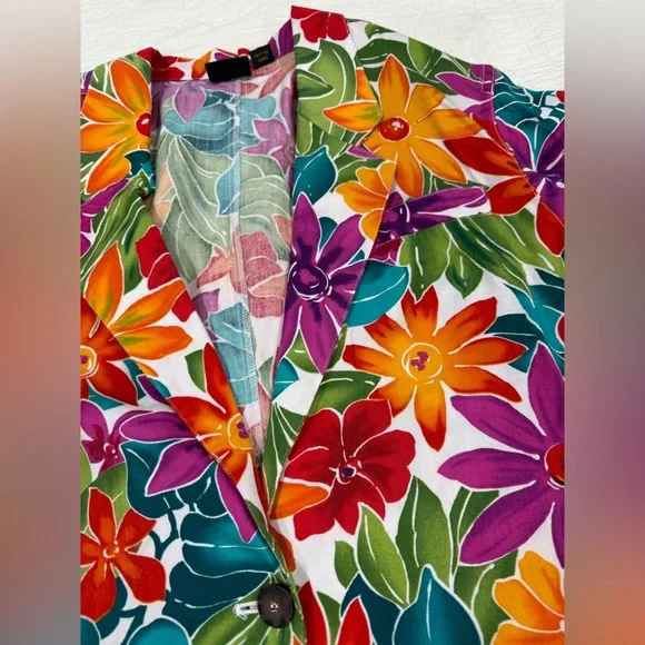 Lizsport / Women’s Colorful Floral Blazer Jacket / Size L. - Picture 4 of 11
